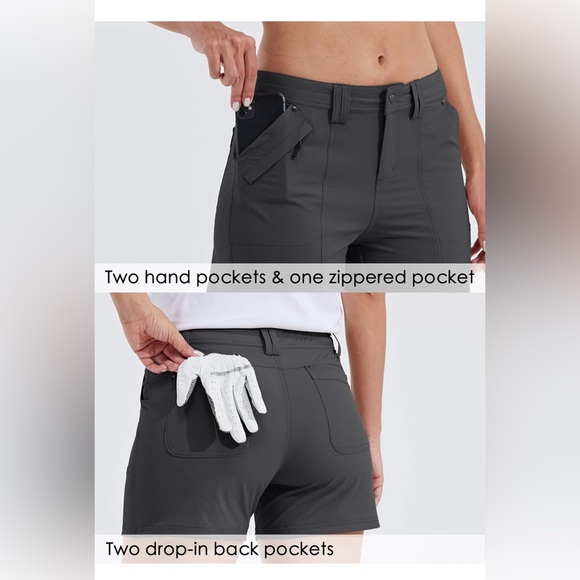 Willit Women's Golf Athletic Hiking Water Resistant Shorts with Pockets - Picture 10 of 12